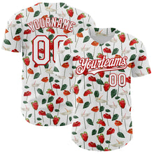 Load image into Gallery viewer, Custom White Red 3D Pattern Design Tropical Anthurium Flower Authentic Baseball Jersey
