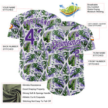 Load image into Gallery viewer, Custom White Purple 3D Pattern Design Tropical Monstera Authentic Baseball Jersey
