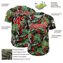 Load image into Gallery viewer, Custom Black Red-White 3D Pattern Design Tropical Plant And Bird Authentic Baseball Jersey
