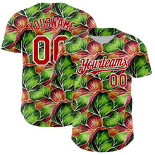 Load image into Gallery viewer, Custom Black Red-White 3D Pattern Design Tropical Plant Authentic Baseball Jersey
