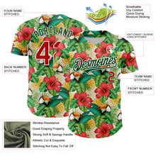 Load image into Gallery viewer, Custom White Red-Green 3D Pattern Design Tropical Plant And Bird Authentic Baseball Jersey
