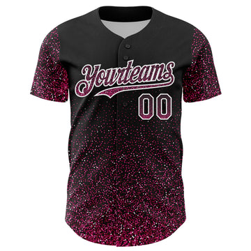 Custom Black Pink-White 3D Pattern Design Abstract Colorful Glittering Dot Authentic Baseball Jersey