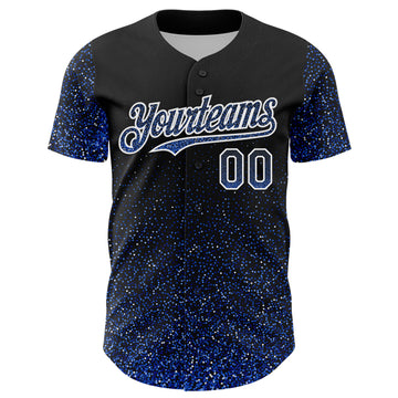 Custom Black Thunder Blue-White 3D Pattern Design Abstract Colorful Glittering Dot Authentic Baseball Jersey