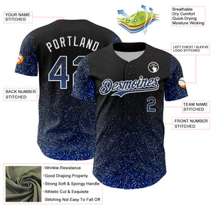 Custom Black Thunder Blue-White 3D Pattern Design Abstract Colorful Glittering Dot Authentic Baseball Jersey