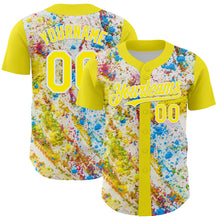 Charger l&#39;image dans la galerie, Custom Light Yellow White 3D Pattern Design Abstract Splatter Art Authentic Baseball Jersey
