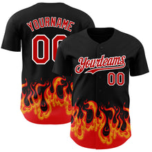 Загрузить изображение в средство просмотра галереи, Custom Black Red-White 3D Pattern Design Flame Authentic Baseball Jersey
