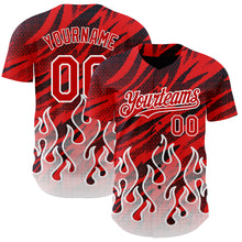 Загрузить изображение в средство просмотра галереи, Custom Red Black-White 3D Pattern Design Flame Authentic Baseball Jersey
