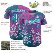 Загрузить изображение в средство просмотра галереи, Custom Pink Teal-White 3D Pattern Design Flame Authentic Baseball Jersey
