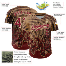 Загрузить изображение в средство просмотра галереи, Custom Old Gold Crimson-City Cream 3D Pattern Design Flame Authentic Baseball Jersey
