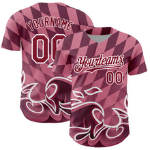 Загрузить изображение в средство просмотра галереи, Custom Light Pink Crimson-White 3D Pattern Design Flame Authentic Baseball Jersey
