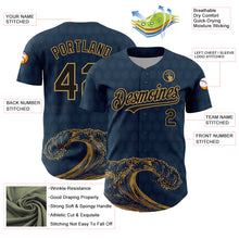 Laden Sie das Bild in den Galerie-Viewer, Custom US Navy Blue Black-Old Gold 3D Pattern Design Wave Authentic Baseball Jersey
