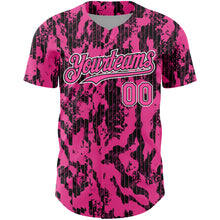 Laden Sie das Bild in den Galerie-Viewer, Custom Pink Black-White 3D Pattern Design Abstract Fluid Authentic Baseball Jersey
