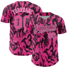 Laden Sie das Bild in den Galerie-Viewer, Custom Pink Black-White 3D Pattern Design Abstract Fluid Authentic Baseball Jersey
