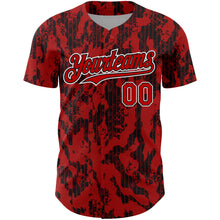 Загрузить изображение в средство просмотра галереи, Custom Red Black-White 3D Pattern Design Abstract Fluid Authentic Baseball Jersey
