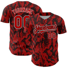 Загрузить изображение в средство просмотра галереи, Custom Red Black-White 3D Pattern Design Abstract Fluid Authentic Baseball Jersey
