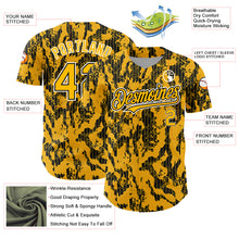 Загрузить изображение в средство просмотра галереи, Custom Gold Black-White 3D Pattern Design Abstract Fluid Authentic Baseball Jersey
