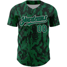 Загрузить изображение в средство просмотра галереи, Custom Kelly Green Black-White 3D Pattern Design Abstract Fluid Authentic Baseball Jersey
