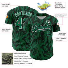 Загрузить изображение в средство просмотра галереи, Custom Kelly Green Black-White 3D Pattern Design Abstract Fluid Authentic Baseball Jersey
