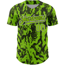 Загрузить изображение в средство просмотра галереи, Custom Neon Green Black-White 3D Pattern Design Abstract Fluid Authentic Baseball Jersey
