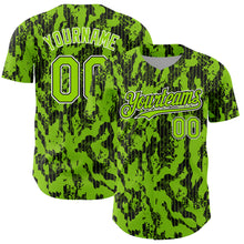 Загрузить изображение в средство просмотра галереи, Custom Neon Green Black-White 3D Pattern Design Abstract Fluid Authentic Baseball Jersey
