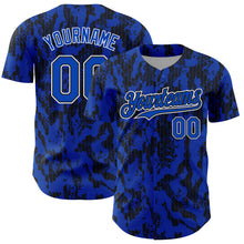 Загрузить изображение в средство просмотра галереи, Custom Thunder Blue Black-White 3D Pattern Design Abstract Fluid Authentic Baseball Jersey
