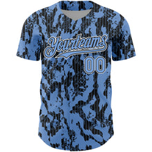 Загрузить изображение в средство просмотра галереи, Custom Light Blue Black-White 3D Pattern Design Abstract Fluid Authentic Baseball Jersey
