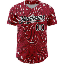 Загрузить изображение в средство просмотра галереи, Custom Crimson Black-White 3D Pattern Design Abstract Fluid Authentic Baseball Jersey
