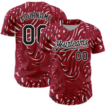 Загрузить изображение в средство просмотра галереи, Custom Crimson Black-White 3D Pattern Design Abstract Fluid Authentic Baseball Jersey
