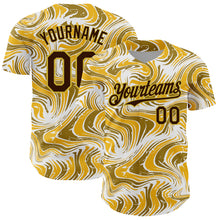 Загрузить изображение в средство просмотра галереи, Custom Yellow Brown-Old Gold 3D Pattern Design Abstract Fluid Authentic Baseball Jersey
