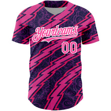 Загрузить изображение в средство просмотра галереи, Custom Purple Pink-White 3D Pattern Design Zigzag Authentic Baseball Jersey
