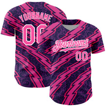 Загрузить изображение в средство просмотра галереи, Custom Purple Pink-White 3D Pattern Design Zigzag Authentic Baseball Jersey
