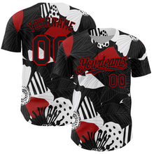 Загрузить изображение в средство просмотра галереи, Custom Black Red-White 3D Pattern Design Flower Authentic Baseball Jersey
