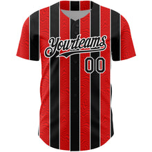 Загрузить изображение в средство просмотра галереи, Custom Red Black-White 3D Pattern Design Stripe Authentic Baseball Jersey
