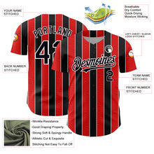 Загрузить изображение в средство просмотра галереи, Custom Red Black-White 3D Pattern Design Stripe Authentic Baseball Jersey
