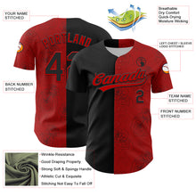 Load image into Gallery viewer, Custom Red Black 3D Pattern Design Gothic Style Rose Authentic Baseball Jersey
