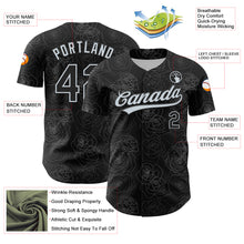 Load image into Gallery viewer, Custom Black Silver 3D Pattern Design Gothic Style Rose Authentic Baseball Jersey
