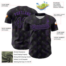 Load image into Gallery viewer, Custom Black Purple 3D Pattern Design Gothic Style Rose Authentic Baseball Jersey
