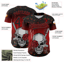 Загрузить изображение в средство просмотра галереи, Custom Black Red 3D Pattern Design Gothic Style Skull With Rose And Gun Authentic Baseball Jersey
