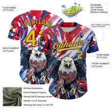 Загрузить изображение в средство просмотра галереи, Custom Red Gold-Navy 3D American Flag Eagle And Star Authentic Baseball Jersey
