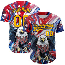 Загрузить изображение в средство просмотра галереи, Custom Red Gold-Navy 3D American Flag Eagle And Star Authentic Baseball Jersey
