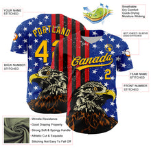 Laden Sie das Bild in den Galerie-Viewer, Custom Navy Gold-Red 3D American Flag Eagle And Star Authentic Baseball Jersey
