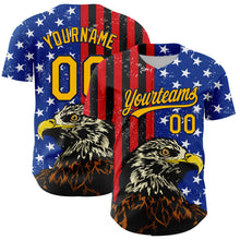 Charger l&#39;image dans la galerie, Custom Navy Gold-Red 3D American Flag Eagle And Star Authentic Baseball Jersey
