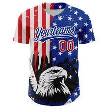 Charger l&#39;image dans la galerie, Custom White Red-Royal 3D American Flag Eagle And Star Authentic Baseball Jersey
