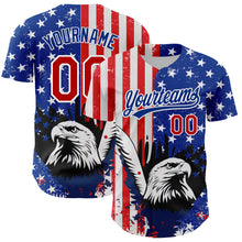 Charger l&#39;image dans la galerie, Custom White Red-Royal 3D American Flag Eagle And Star Authentic Baseball Jersey
