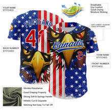 Загрузить изображение в средство просмотра галереи, Custom White Red-Royal 3D American Flag Eagle And Star Authentic Baseball Jersey
