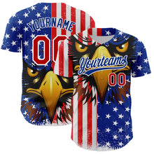 Загрузить изображение в средство просмотра галереи, Custom White Red-Royal 3D American Flag Eagle And Star Authentic Baseball Jersey
