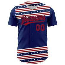 Загрузить изображение в средство просмотра галереи, Custom US Navy Blue Red 3D American Flag And Star Authentic Baseball Jersey
