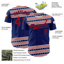 Загрузить изображение в средство просмотра галереи, Custom US Navy Blue Red 3D American Flag And Star Authentic Baseball Jersey
