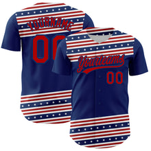 Загрузить изображение в средство просмотра галереи, Custom US Navy Blue Red 3D American Flag And Star Authentic Baseball Jersey
