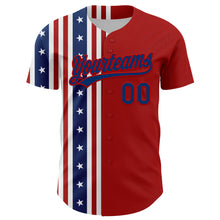 Загрузить изображение в средство просмотра галереи, Custom Red US Navy Blue 3D American Flag And Star Authentic Baseball Jersey
